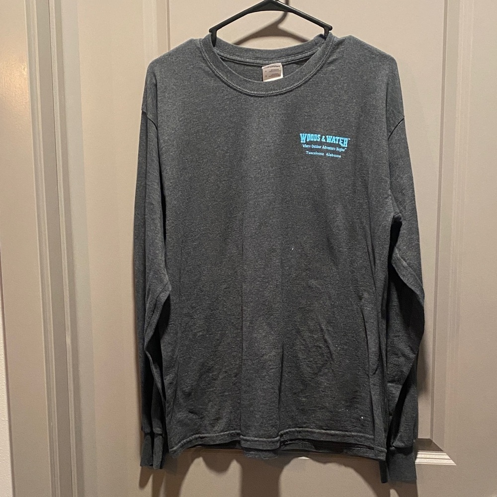 Gildan Charcoal Long Sleeve Graphic Tee Woods Water Tuscaloosa Alabama Shirt L